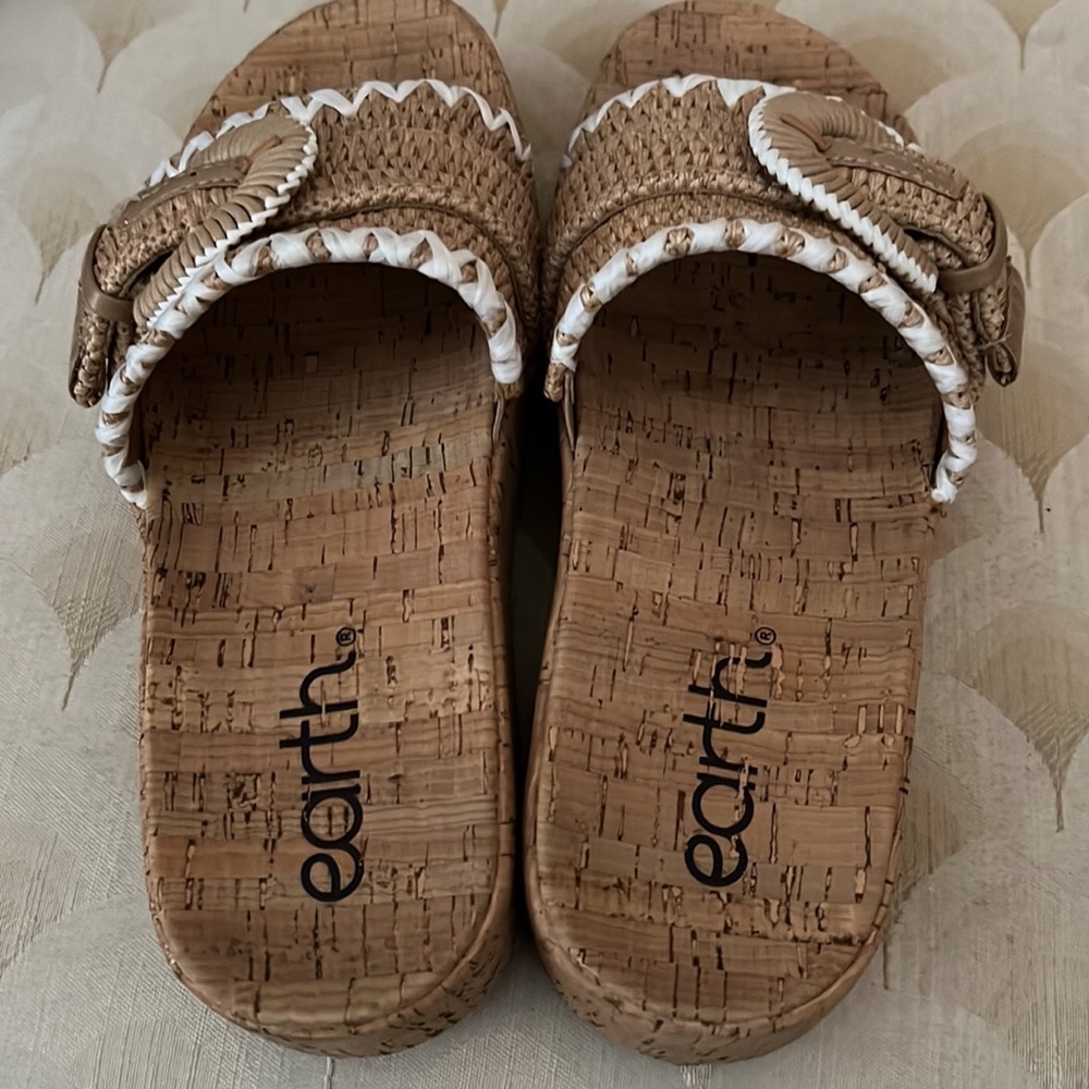 Only Worn Once! Cork And Raffia Slides - image 2